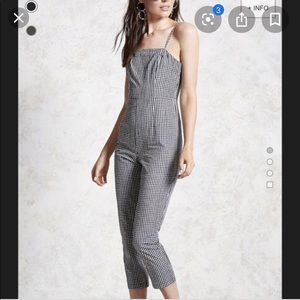 Forever 21 black white checker cami jumpsuit